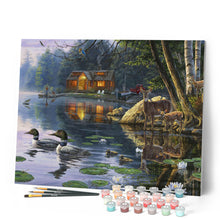 Cargar imagen en el visor de la galería, Pintar Por Números - Chalet en el lago - Figuredart - Intermedio Animales Pájaros Patos Novedades