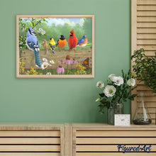Cargar imagen en el visor de la galería, Pintar Por Números - Pájaros en la barrera - Figuredart - Intermedio Animales Pájaros Novedades