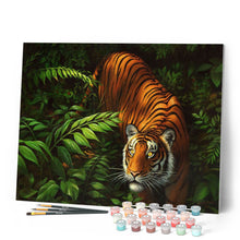 Cargar imagen en el visor de la galería, Pintar Por Números - Tigre en los helechos - Figuredart - Fácil Animales Tigres Novedades