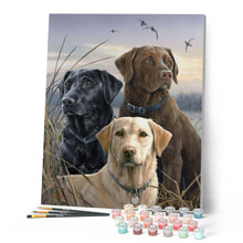 Cargar imagen en el visor de la galería, Pintar Por Números - Labrador trío - Figuredart - Intermedio Animales Perros Novedades