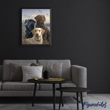 Cargar imagen en el visor de la galería, Pintar Por Números - Labrador trío - Figuredart - Intermedio Animales Perros Novedades
