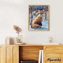 Cargar imagen en el visor de la galería, Pintar Por Números - Zorro En La Nieve - Figuredart - Fácil Animales Zorros Novedades