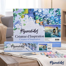 Cargar imagen en el visor de la galería, Pintar por números Pingüinos en la banquisa Figured'Art Intermedio Novedades Animales Pingüinos Paisajes
