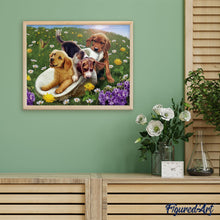 Cargar imagen en el visor de la galería, Pintar por números Juegos con amigos Figured'Art Intermedio Novedades Animales Perros Flores