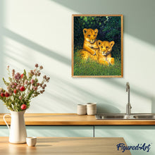 Cargar imagen en el visor de la galería, Pintar por números Cachorros Figured'Art Avanzado Novedades Animales Leones
