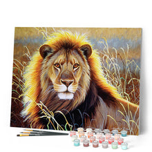 Cargar imagen en el visor de la galería, Pintar por números León en la sabana Figured'Art Intermedio Novedades Animales Leones