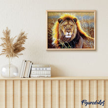 Cargar imagen en el visor de la galería, Pintar por números León en la sabana Figured'Art Intermedio Novedades Animales Leones