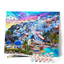 Cargar imagen en el visor de la galería, Pintar por números Paisaje de Grecia Figured'Art Avanzado Novedades Ciudades Paisajes