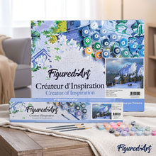 Cargar imagen en el visor de la galería, Pintar por números Navidad en los Alpes Figured'Art Intermedio Novedades Paisajes Montañas
