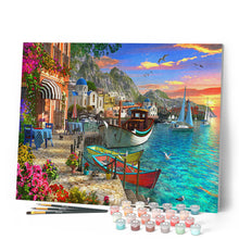 Cargar imagen en el visor de la galería, Pintar por números Puerto floral Figured'Art Intermedio Novedades Ciudades Paisajes Barcos