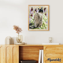 Cargar imagen en el visor de la galería, Pintar por números Descubrimiento de mariposas Figured'Art Intermedio Novedades Animales Gatos Mariposas Flores