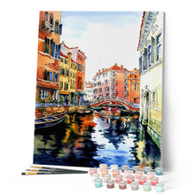 Cargar imagen en el visor de la galería, Pintar por números Acuarela de Venecia Figured'Art Intermedio Novedades Ciudades Paisajes