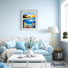 Cargar imagen en el visor de la galería, Pintar por números Delfines en la laguna Figured'Art Intermedio Novedades Animales Peces Dolfines Paisajes