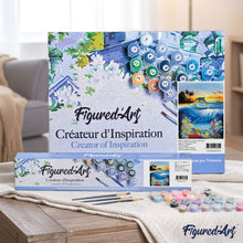 Cargar imagen en el visor de la galería, Pintar por números Delfines en la laguna Figured'Art Intermedio Novedades Animales Peces Dolfines Paisajes