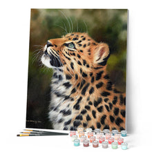 Cargar imagen en el visor de la galería, Pintar por números Leopardo curioso Figured'Art Intermedio Novedades Animales Leopardos