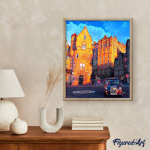 Cargar imagen en el visor de la galería, Pintar por números Calle de Edimburgo Figured'Art Intermedio Novedades Ciudades Paisajes Automóviles y motocicletas