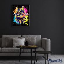 Cargar imagen en el visor de la galería, Pintar por números Gato Splash Pop Art Figured'Art Intermedio Novedades Animales Gatos