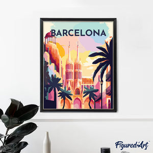 Diamond Painting - Póster de viaje Barcelona