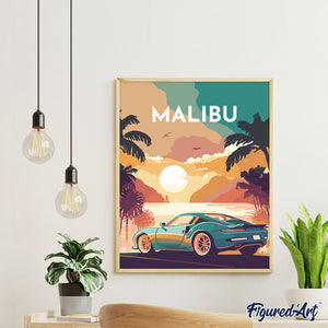 Póster de viaje Malibú