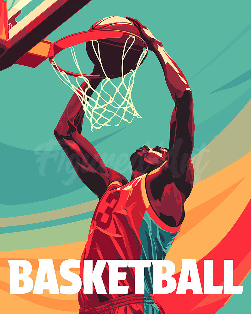 Pintar por numeros Figured'Art - Póster Deportivo de Baloncesto