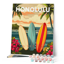 Cargar imagen en el visor de la galería, Póster de viaje Honolulu