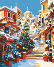 Cargar imagen en el visor de la galería, Pintar por numeros Figured&#39;Art - Pueblo navideño mediterráneo