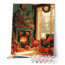 Cargar imagen en el visor de la galería, Escena festiva de la chimenea