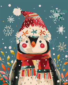 Pintar por numeros Figured'Art - Pingüino navideño