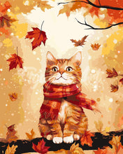 Cargar imagen en el visor de la galería, Pintar por numeros Figured&#39;Art - Gato acogedor de otoño