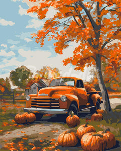 Pintar por numeros Figured'Art - Coche vintage en otoño