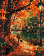 Cargar imagen en el visor de la galería, Pintar por numeros Figured&#39;Art - Paseo del perro en otoño