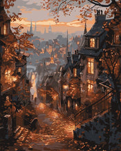 Cargar imagen en el visor de la galería, Pintar por numeros Figured'Art - Calle otoñal en el casco antiguo