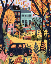 Cargar imagen en el visor de la galería, Pintar por numeros Figured'Art - Escena clásica de coche en otoño