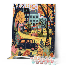Cargar imagen en el visor de la galería, Escena clásica de coche en otoño