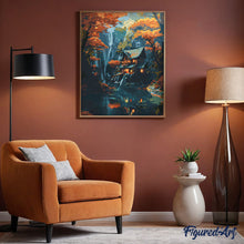 Cargar imagen en el visor de la galería, Cabaña otoñal junto a la cascada