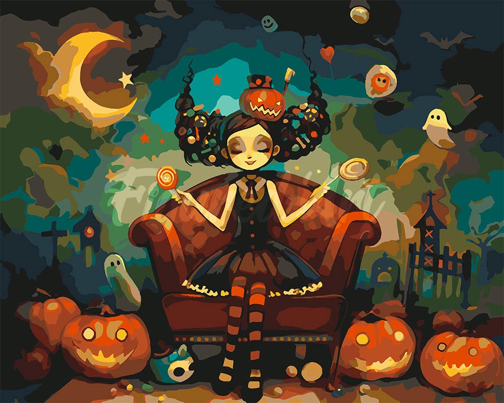 Pintar por numeros Figured'Art - Princesa de los dulces de Halloween