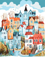 Cargar imagen en el visor de la galería, Pintar por numeros Figured'Art - Pueblo de Ensueño Azul