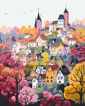 Cargar imagen en el visor de la galería, Pintar por numeros Figured'Art - Pueblo de Ensueño Violeta