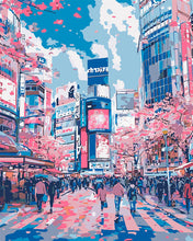 Cargar imagen en el visor de la galería, Pintar por numeros Figured'Art - Cerezos en Flor de Shibuya