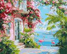 Cargar imagen en el visor de la galería, Pintar por numeros Figured'Art - Villa Rosada frente a la Playa