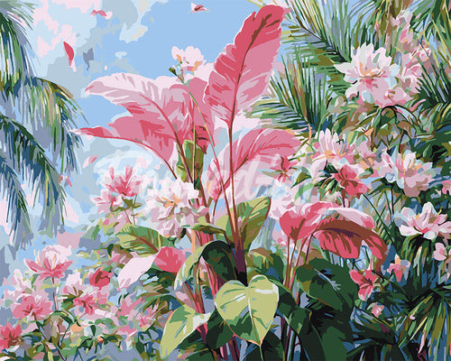 Pintar por numeros Figured'Art - Floración Rosa Tropical