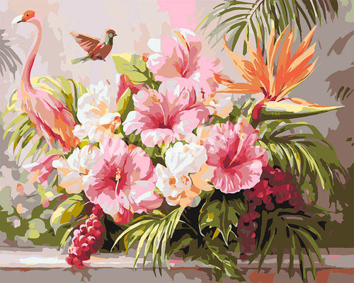 Pintar por numeros Figured'Art - Hibisco y Flamenco