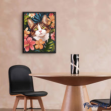 Cargar imagen en el visor de la galería, Gato con Flores Tropicales
