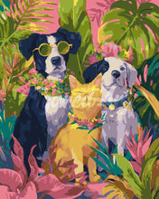 Cargar imagen en el visor de la galería, Pintar por numeros Figured'Art - Trío de Mascotas Tropicales