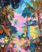 Cargar imagen en el visor de la galería, Pintar por numeros Figured'Art - Patio Tropical Jardín
