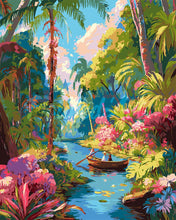 Cargar imagen en el visor de la galería, Pintar por numeros Figured'Art - Paseo Tropical en Barco