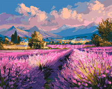 Cargar imagen en el visor de la galería, Pintar por numeros Figured'Art - Campos de Lavanda al Anochecer