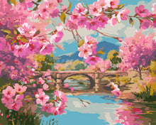 Cargar imagen en el visor de la galería, Pintar por numeros Figured'Art - Puente de Cerezos en Flor