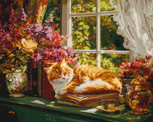 Cargar imagen en el visor de la galería, Pintar por numeros Figured'Art - Ventana Acogedora con Gato