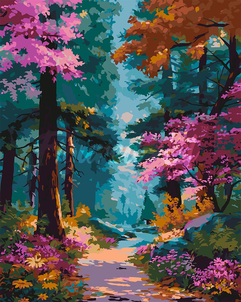 Pintar por numeros Figured'Art - Sendero del Bosque en Flor